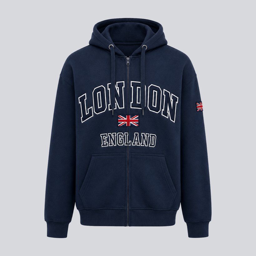 Navy zip-through hoodie