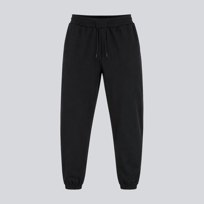 Plain black cuffed joggers