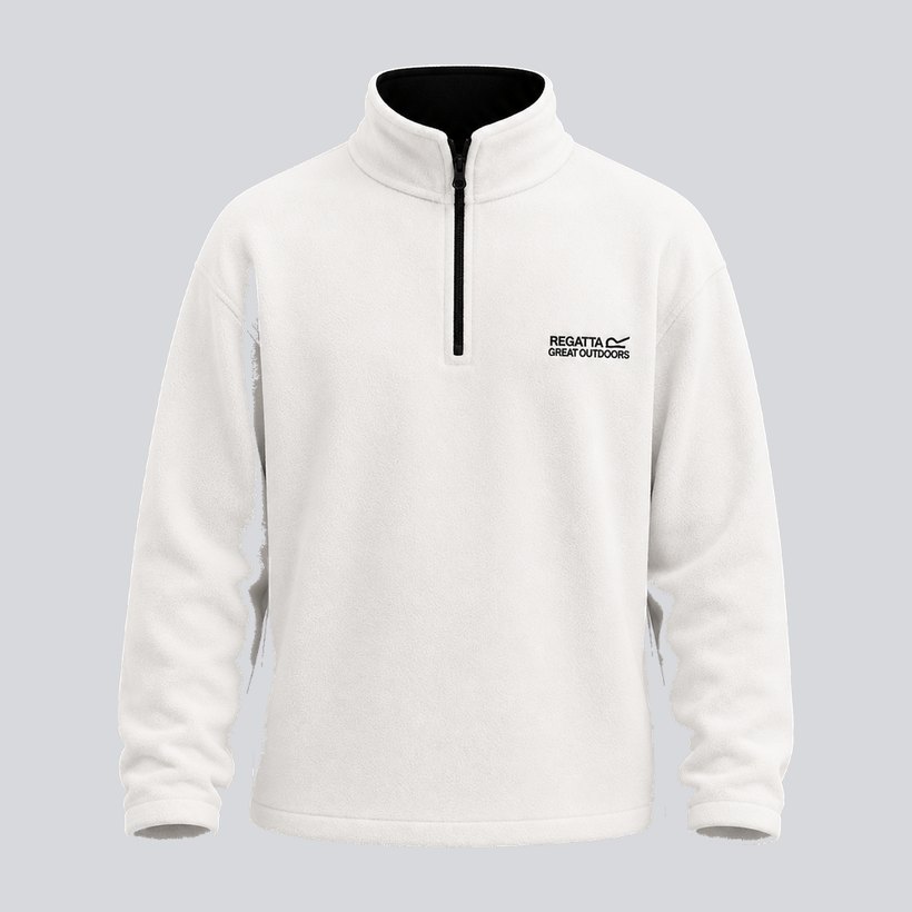 White half-zip fleece pullover